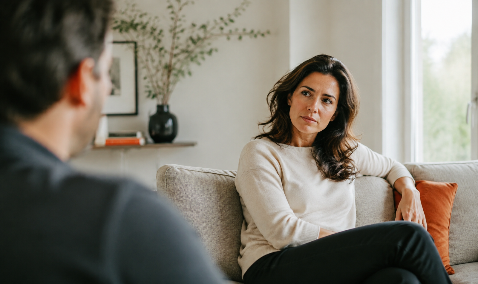 Girl in Couch Talking to Therapist